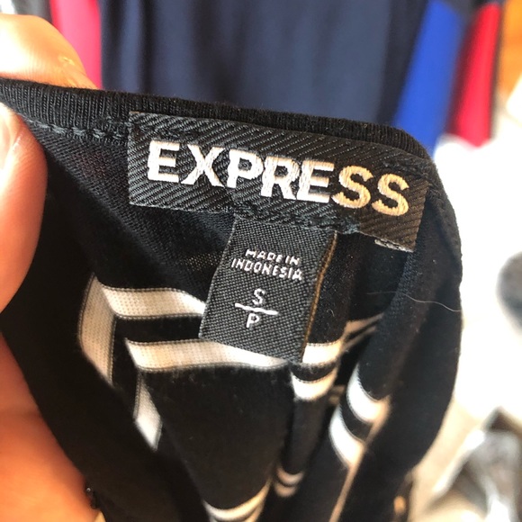 Express // Black & White Striped Banded Ruffle Top - Picture 2 of 4